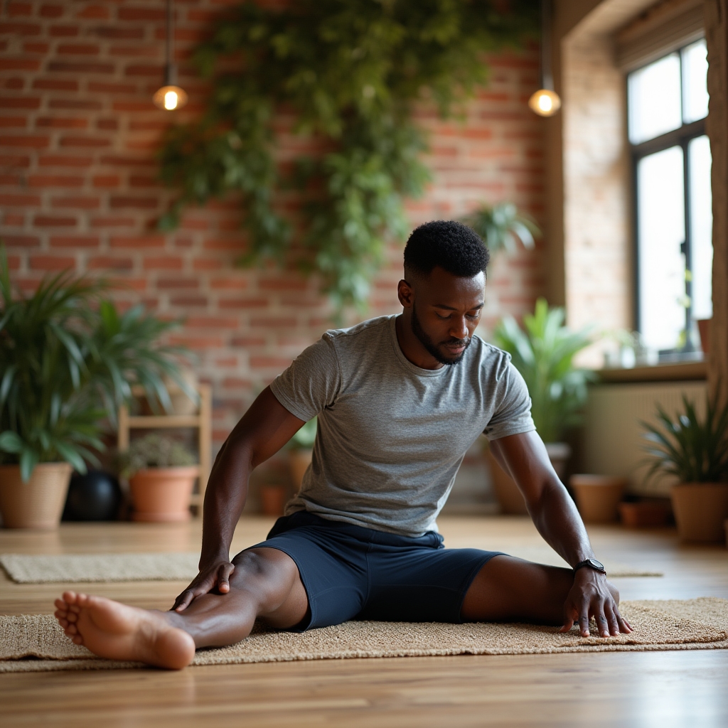 Person following a structured stretching routine as part of wellness education